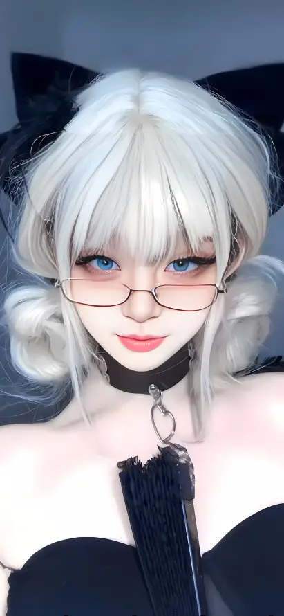 4k流苏壁纸 - 猫耳 - 白发 - 眼镜「哲风壁纸」