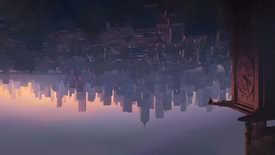 4k动漫场景壁纸 - 城市倒影 - 城市景观 - 天空渐变「哲风壁纸」
