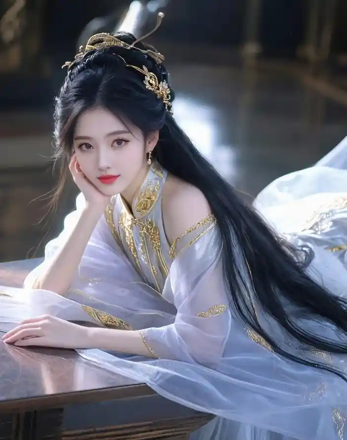 4k优雅壁纸 - 古装 - 托腮 - 红唇「哲风壁纸」