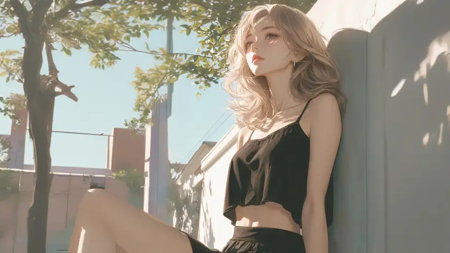 4k休闲壁纸 - 光影 - 吊带 - 墙边「哲风壁纸」