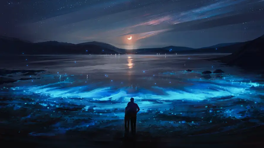 4k人物壁纸 - 倒影 - 夜晚 - 夜景「哲风壁纸」