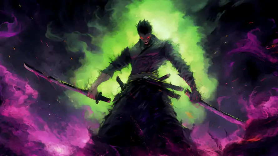 4k双刀壁纸 - 武士 - 索隆 - 红温「哲风壁纸」