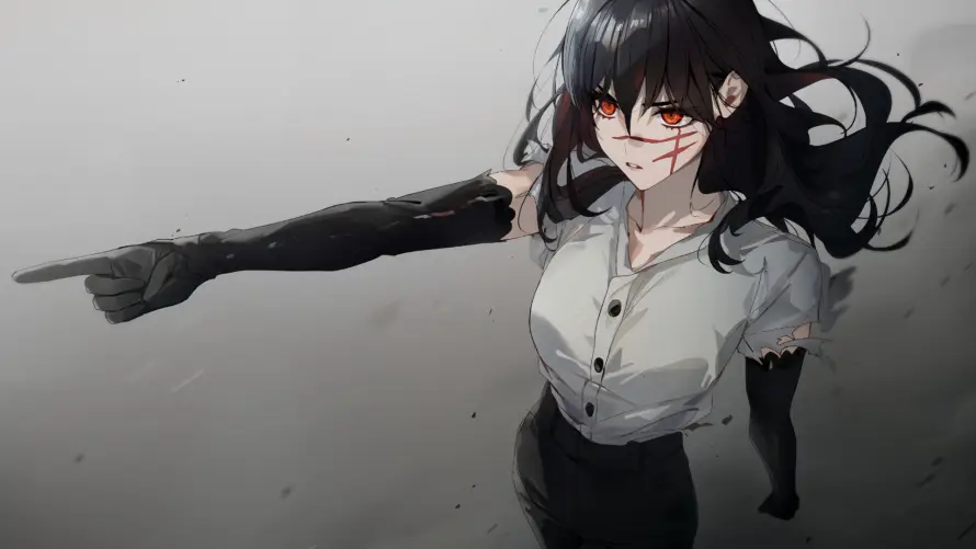 4k女孩壁纸 - 指向 - 插画 - 暗黑「哲风壁纸」