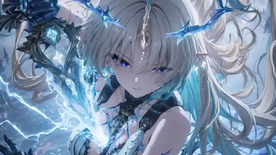 4k红温壁纸 - 蓝电 - 蓝瞳 - 银发「哲风壁纸」