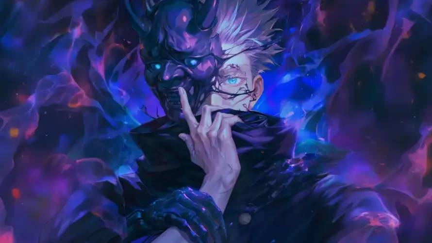 4k动漫壁纸 - 红温 - 面具 - 五条悟「哲风壁纸」