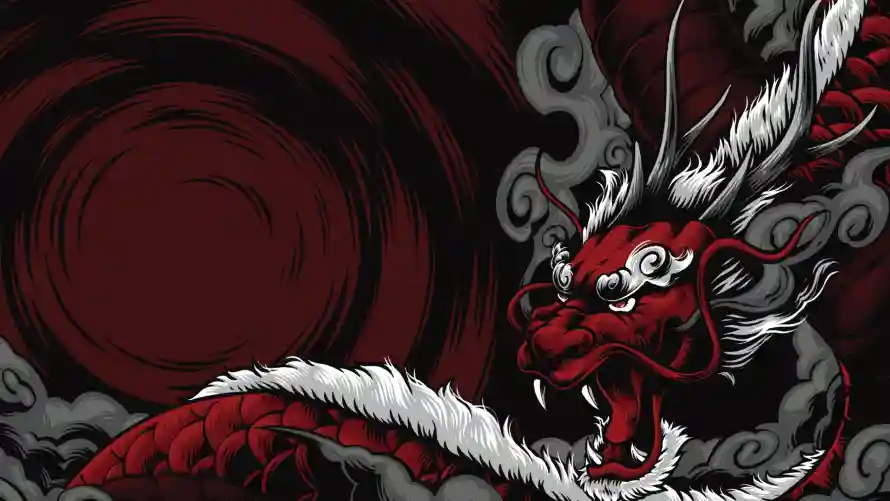 2k云纹壁纸-东方龙壁纸和红温-神话生物壁纸分享「哲风壁纸」