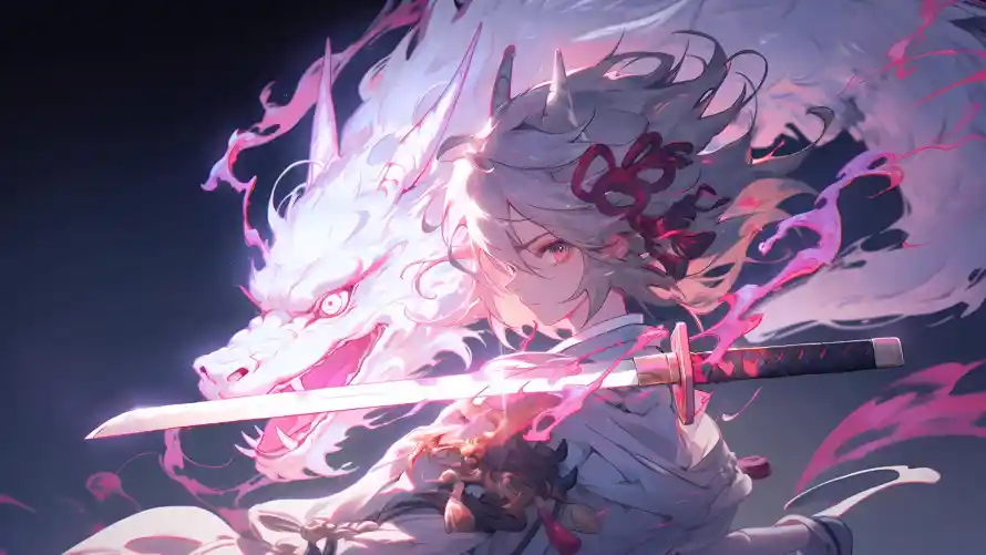 4k动漫壁纸 - 奇幻 - 持剑 - 白狼「哲风壁纸」