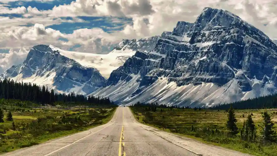 4k公路壁纸-蓝天白云 - 雪山-壁纸推荐「哲风壁纸」