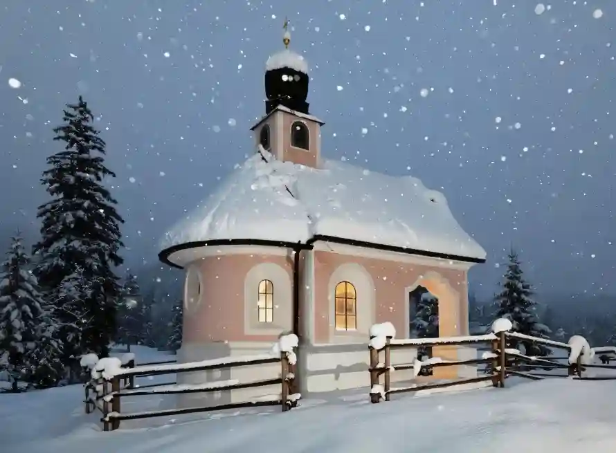 4k下雪壁纸 - 冬季 - 冬日 - 夜空「哲风壁纸」