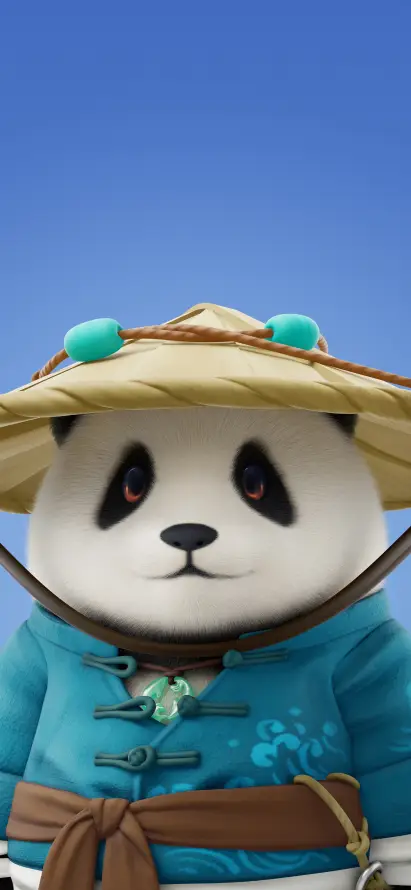 4k熊猫壁纸 - 草帽 - 萌系 - Q版熊猫「哲风壁纸」