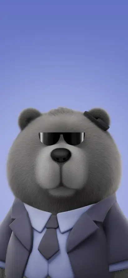 4k萌系壁纸 - 卡通熊 - 商务风 - 墨镜熊「哲风壁纸」