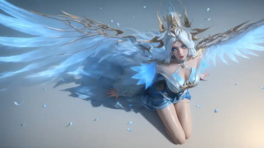 4k跪姿壁纸 - 宁雨蝶 - 光点特效 - 动漫角色「哲风壁纸」