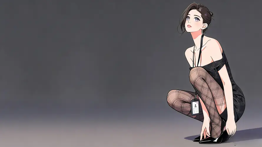 4k动漫壁纸 - 性感 - 网袜 - 蹲姿「哲风壁纸」