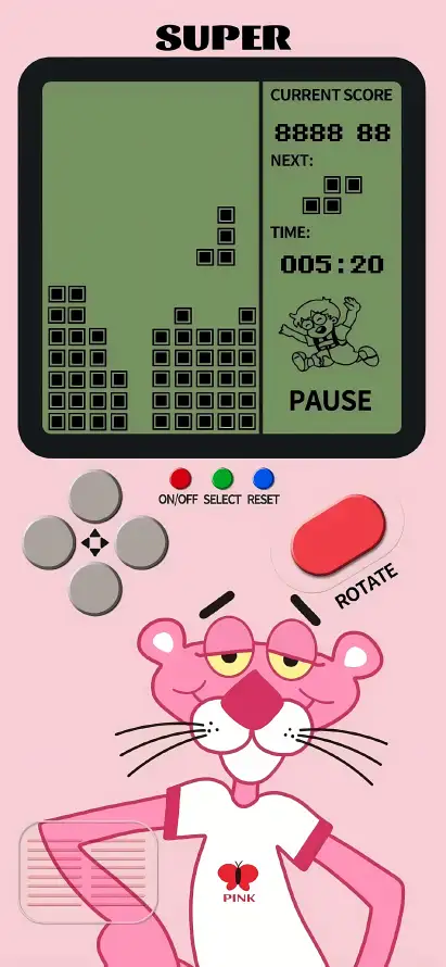 4k折叠屏壁纸 - 游戏机 - 白T恤 - 粉红豹「哲风壁纸」