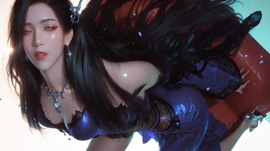 4k潮妖女壁纸 - 动漫角色 - 华丽服饰 - 发饰精美「哲风壁纸」