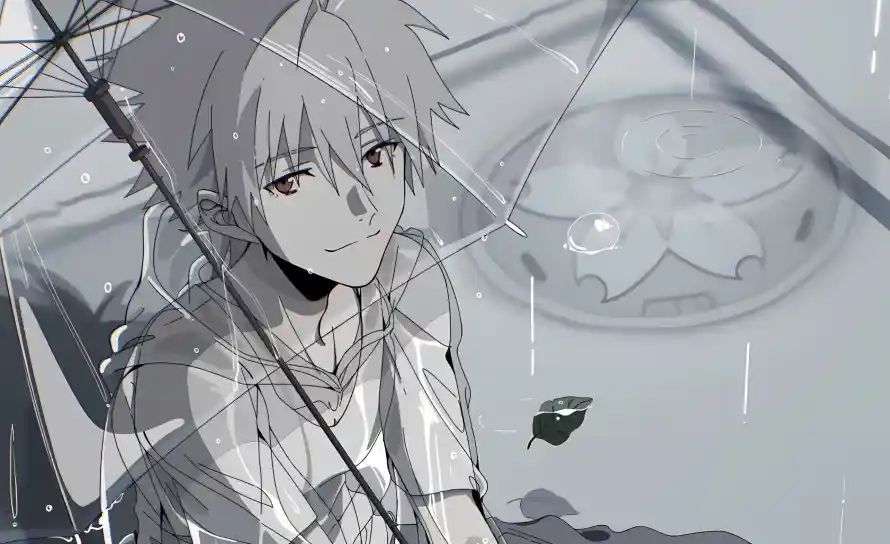 4k插画壁纸 - 渚薰 - 雨伞 - 雨天「哲风壁纸」