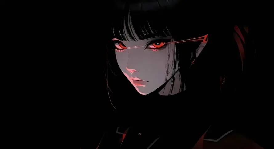 4k红瞳壁纸 - 红衣 - 黑发 - 冷酷表情「哲风壁纸」
