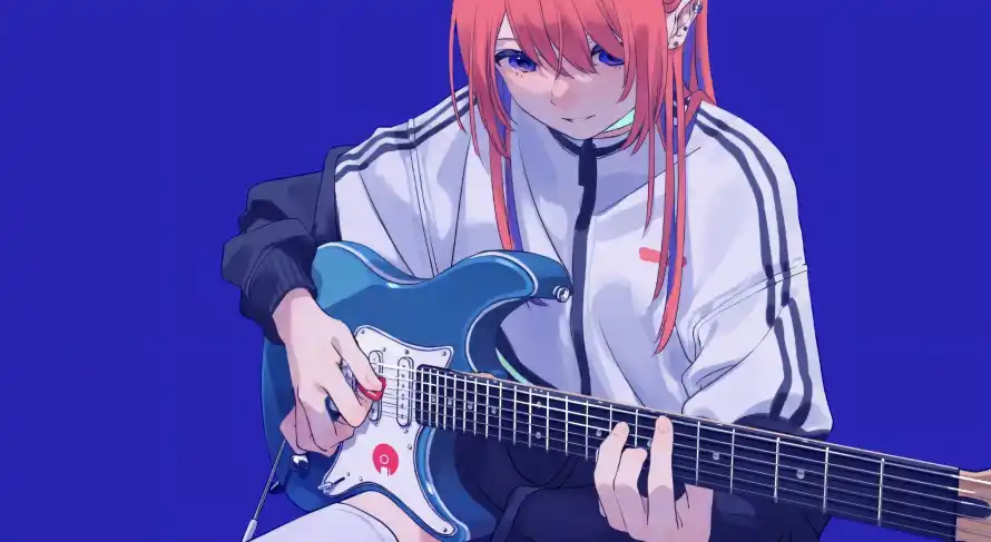 4k弹奏壁纸 - 校服 - 贝斯 - 长发「哲风壁纸」