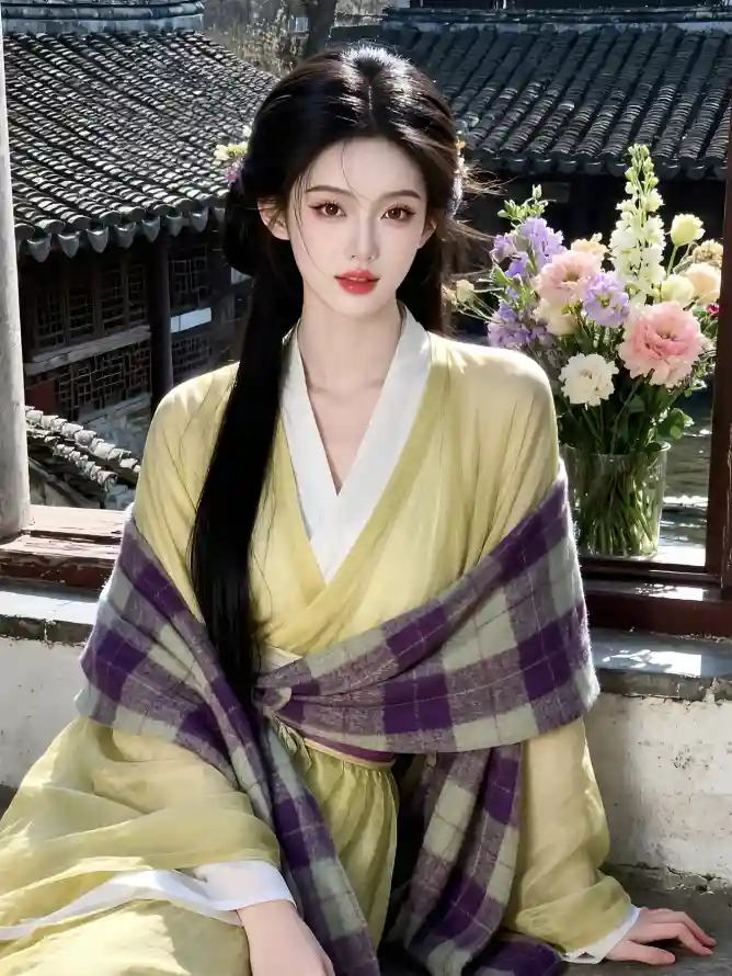 4k古建壁纸 - 手机 - 汉服 - 红唇「哲风壁纸」