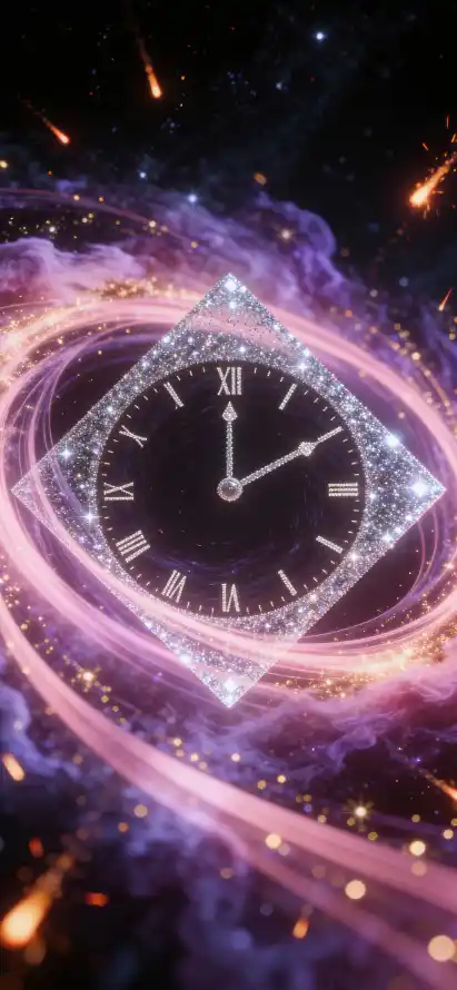 4k光效壁纸 - 宇宙 - 时钟 - 星云「哲风壁纸」