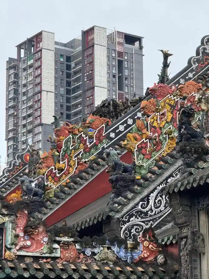 4k城市壁纸 - 广州 - 灰塑 - 古建筑「哲风壁纸」