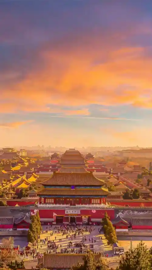 4k北京壁纸 - 故宫 - 晚霞 - 雪景「哲风壁纸」