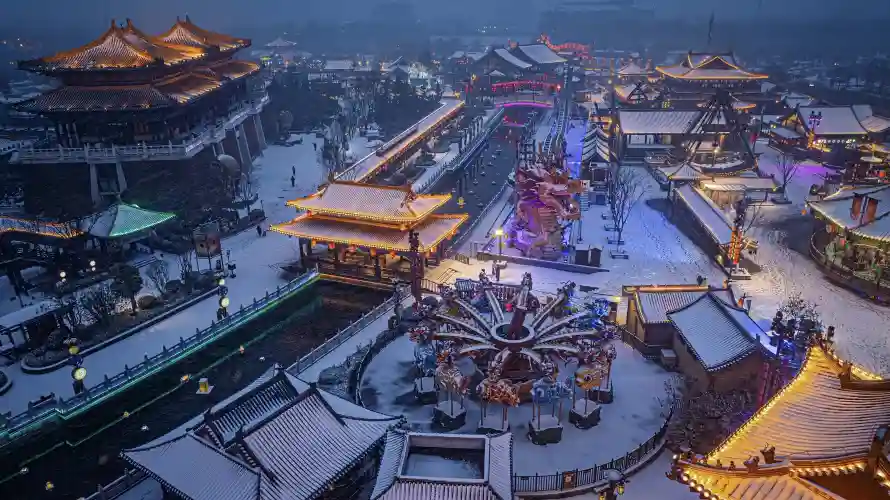 4k冬季壁纸 - 雪 - 古城 - 城市「哲风壁纸」