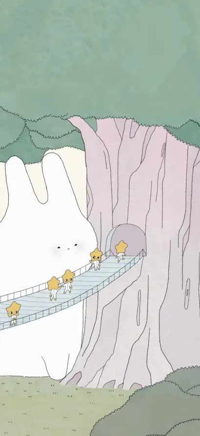 4k卡通壁纸 - 可爱 - 大树 - 小桥「哲风壁纸」