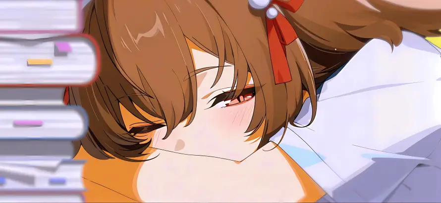 5k发带壁纸-叶瞬光与可爱-书籍背景免费下载「哲风壁纸」