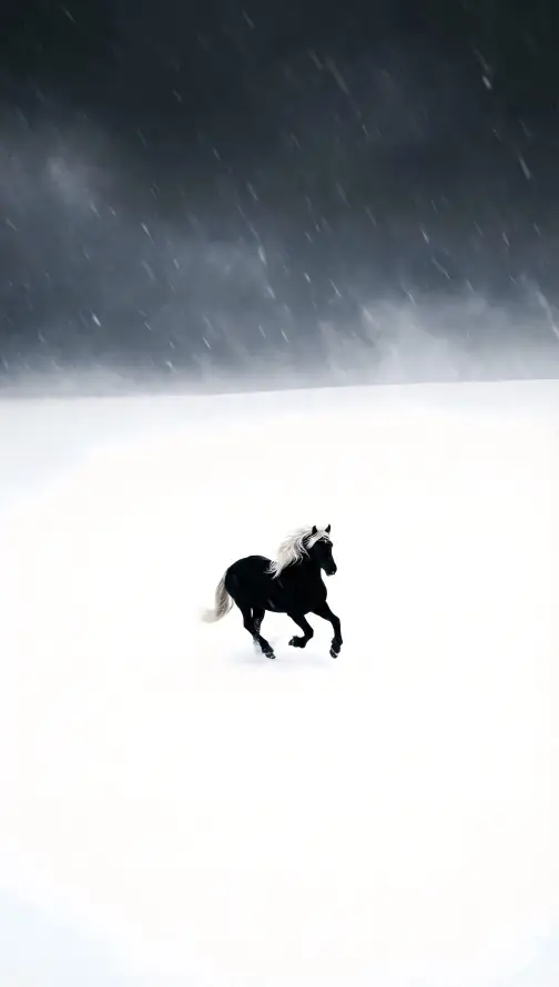4k冬季壁纸 - 奔跑 - 寒冷 - 雪原「哲风壁纸」