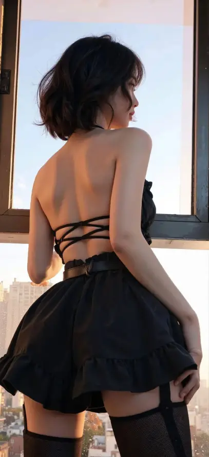 4k性感壁纸 - 深景 - 窗边 - 背影「哲风壁纸」