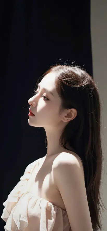 4k优雅壁纸 - 侧脸 - 光影 - 时尚「哲风壁纸」