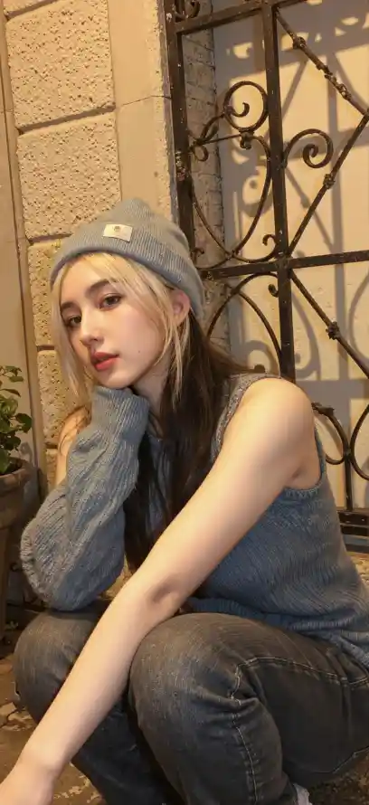 4k美女壁纸 - Ios - 灰色系 - 休闲穿搭「哲风壁纸」