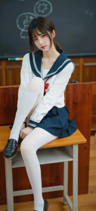 4k坐姿壁纸 - 少女 - 教室 - 日系「哲风壁纸」