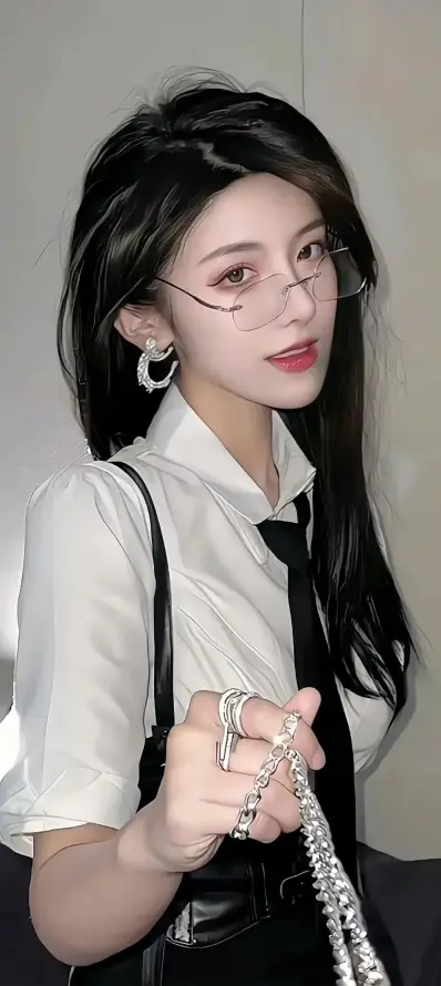 4k手链壁纸 - 深景 - 皮裙 - 眼镜「哲风壁纸」