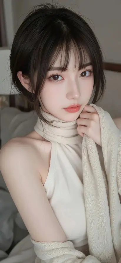 4k室内壁纸 - 短发 - 红唇 - 美女「哲风壁纸」