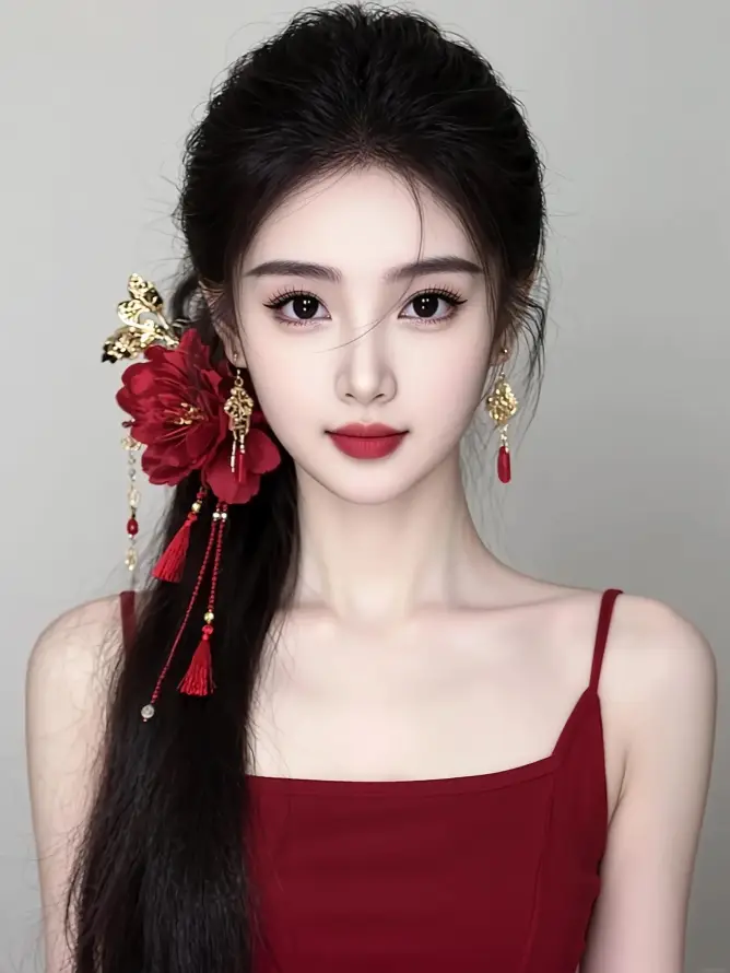 4k壁纸壁纸 - 红唇 - 美女 - 吊带裙「哲风壁纸」