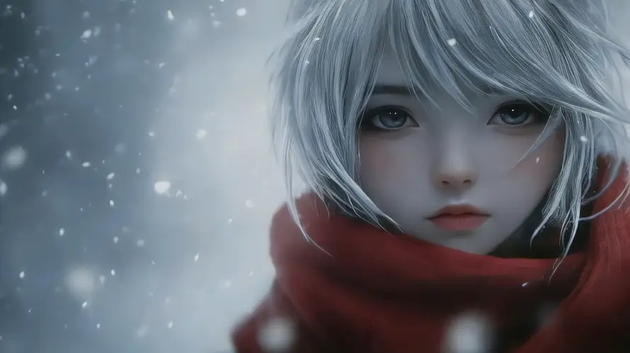 4k下雪壁纸 - 冬日 - 短发 - 银发「哲风壁纸」