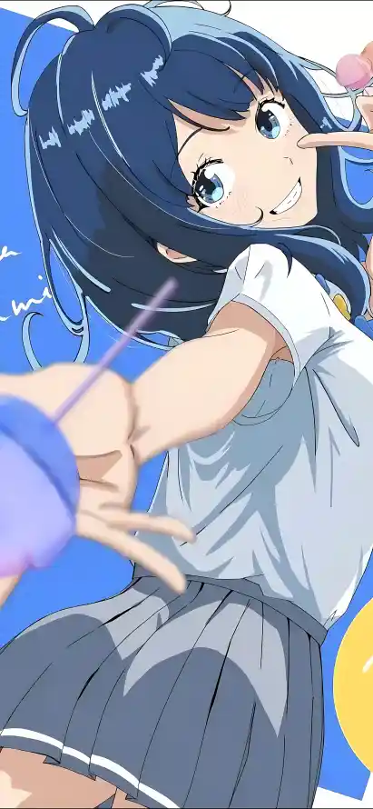 4k少女壁纸 - 微笑 - 校服 - 灰裙「哲风壁纸」