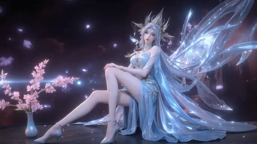 3k坐姿壁纸-宁雨蝶壁纸和动漫角色-华丽服饰「哲风壁纸」