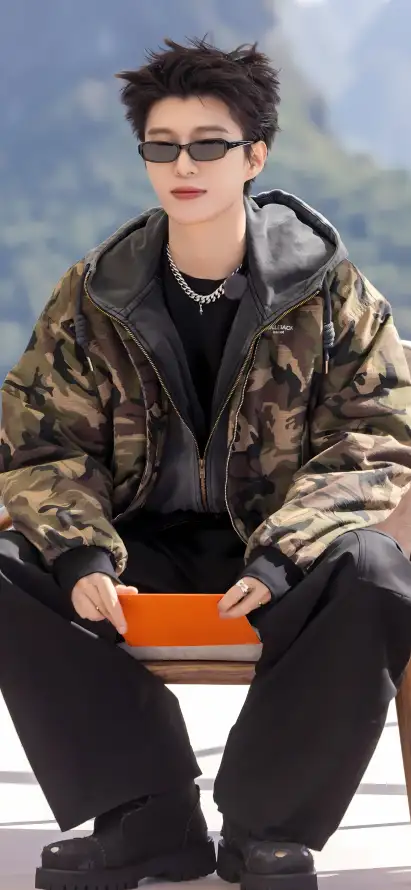 4k坐姿壁纸 - 墨镜 - 山景 - 户外「哲风壁纸」