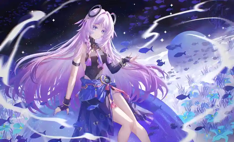 4k原神壁纸 - 夜晚背景 - 梦幻氛围 - 水下世界「哲风壁纸」