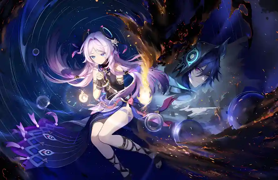 4k原神壁纸 - 奇幻场景 - 战斗姿态 - 暗系特效「哲风壁纸」