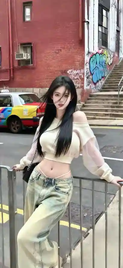 4k楼梯壁纸 - 涂鸦 - 红墙 - 美女「哲风壁纸」