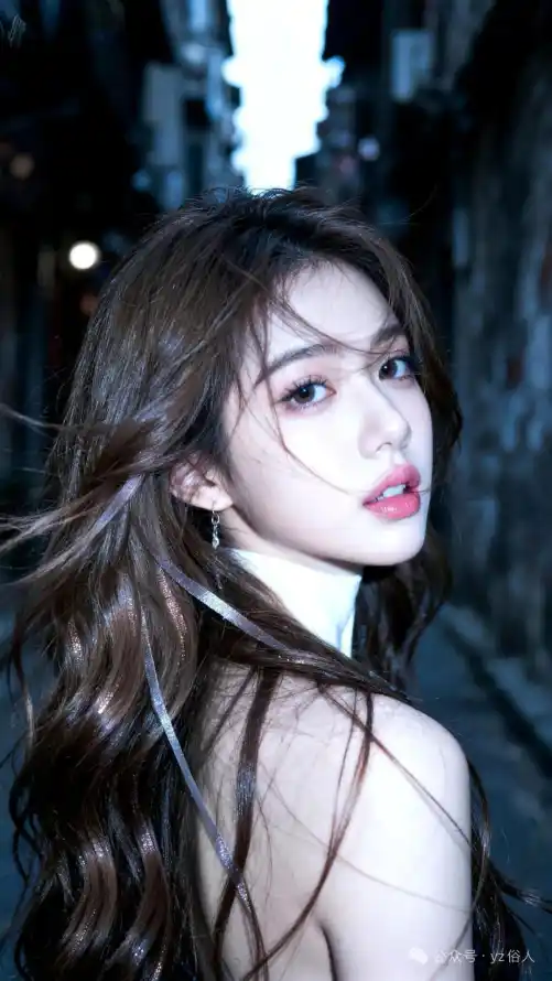 4k夜晚壁纸 - 暗调 - 红唇 - 美女「哲风壁纸」