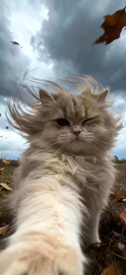 4k伸爪壁纸 - 天空 - 枫叶 - 猫咪「哲风壁纸」