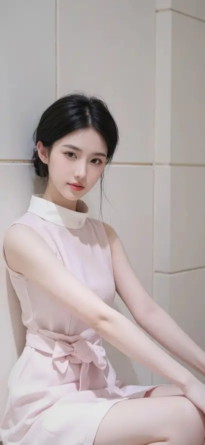 4k优雅坐姿壁纸 - 室内背景 - 手机壁纸 - 时尚穿搭「哲风壁纸」