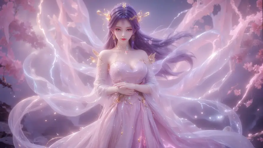 4k仙侠壁纸-古风美女壁纸和仙姿-淡紫纱裙免费下载「哲风壁纸」