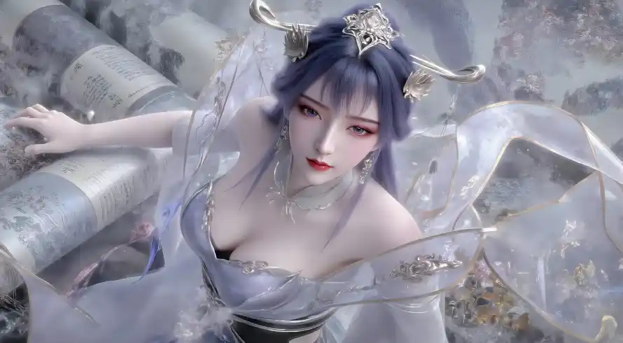 4k天穹壁纸 - 头饰 - 紫发 - 红妆「哲风壁纸」