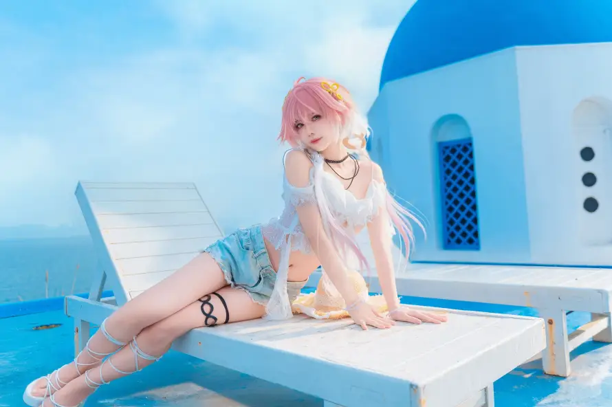 4k写真壁纸-泳池边 - 夏日-圣托里尼壁纸分享「哲风壁纸」